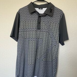 PXG Men’s Gray Geometric Short Sleeve Golf Polo